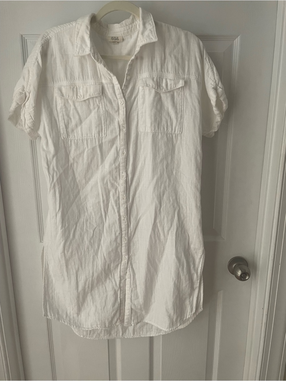 Cotton Gauze White Short Sleeve Tunic Top
